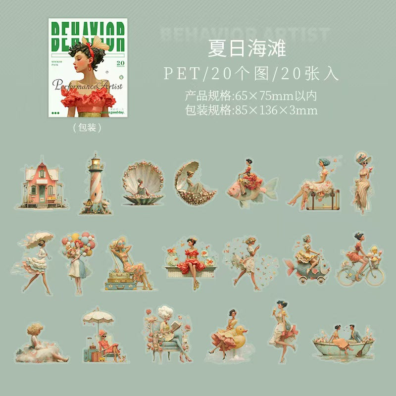 Journal PET Sticker Packs (Retro character)