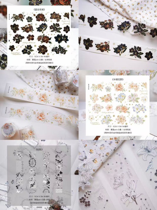 Journal flower pre-cut tape (5cm*5m/roll)
