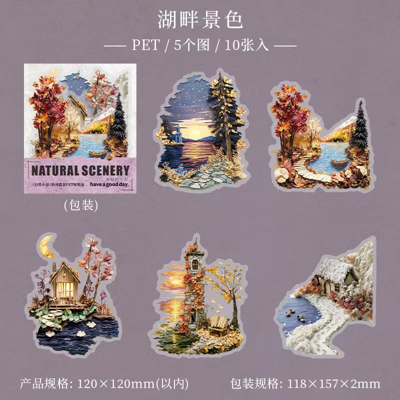 Journal landscape PET sticker packs (10pcs/pack)