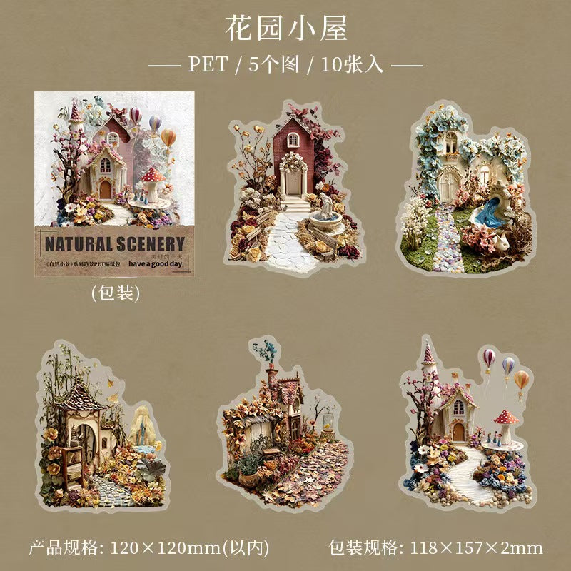Journal landscape PET sticker packs (10pcs/pack)