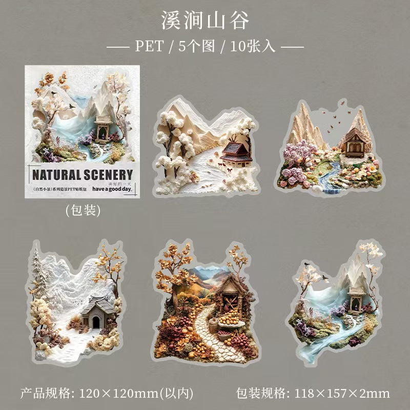 Journal landscape PET sticker packs (10pcs/pack)