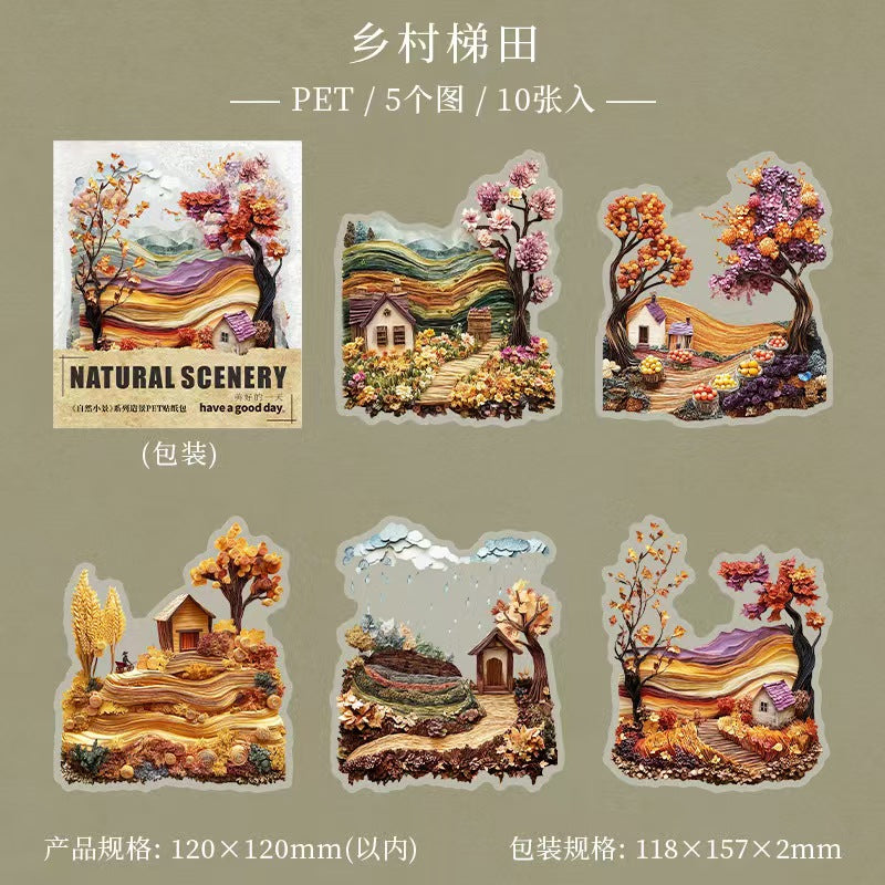 Journal landscape PET sticker packs (10pcs/pack)