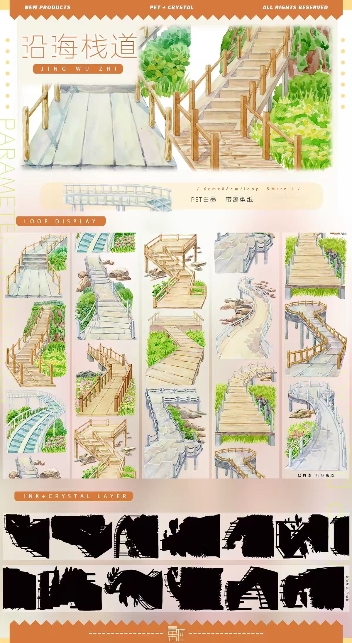 Journal landscape PET tape (5m/roll) Seaside Collection