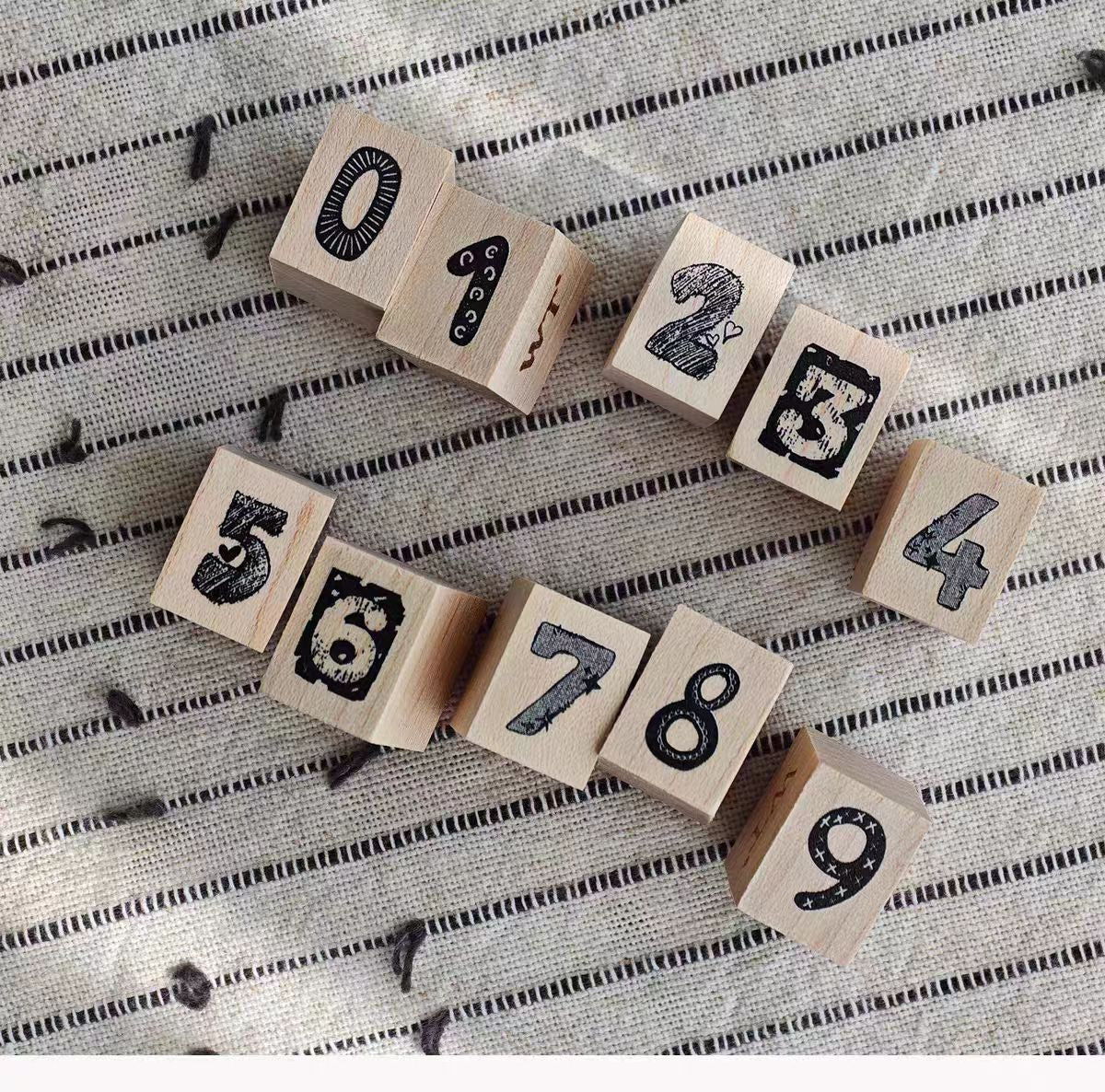 Wooden stamp (a set of 10 pcs)
