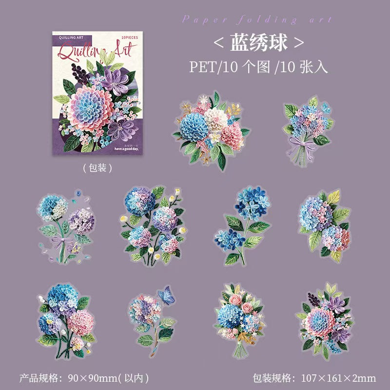Journal flower PET sticker packs (10pcs/pack)