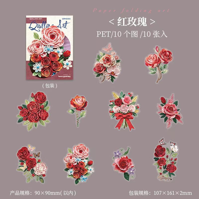 Journal flower PET sticker packs (10pcs/pack)