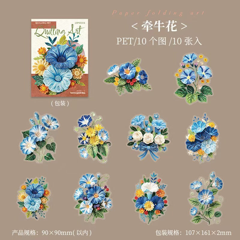 Journal flower PET sticker packs (10pcs/pack)