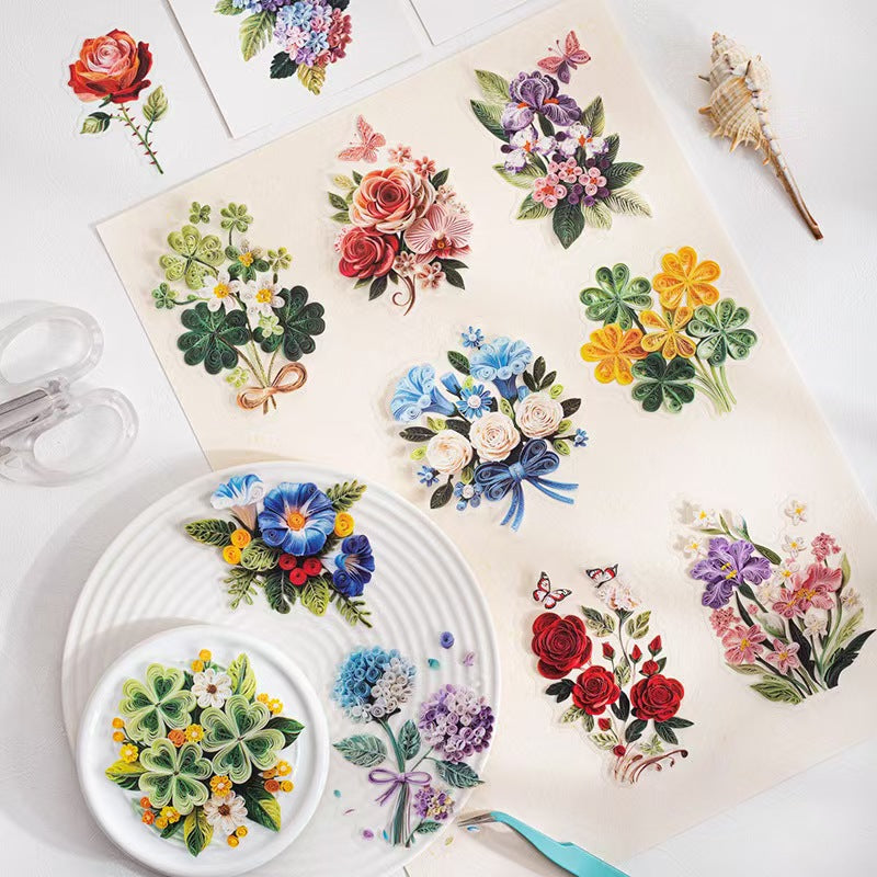 Journal flower PET sticker packs (10pcs/pack)