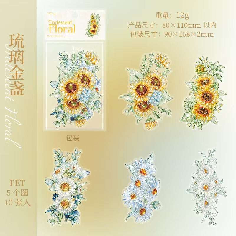 Journal flower PET sticker packs (10pcs/pack)