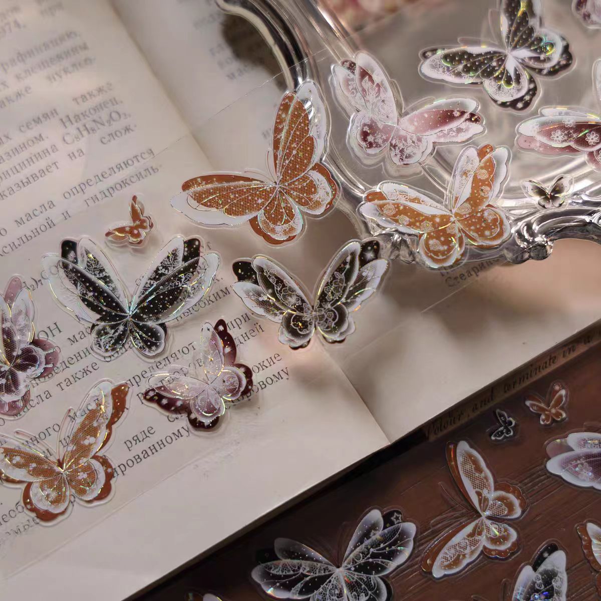 Journal butterfly Shell light PET pre-cut tape (5m/roll)