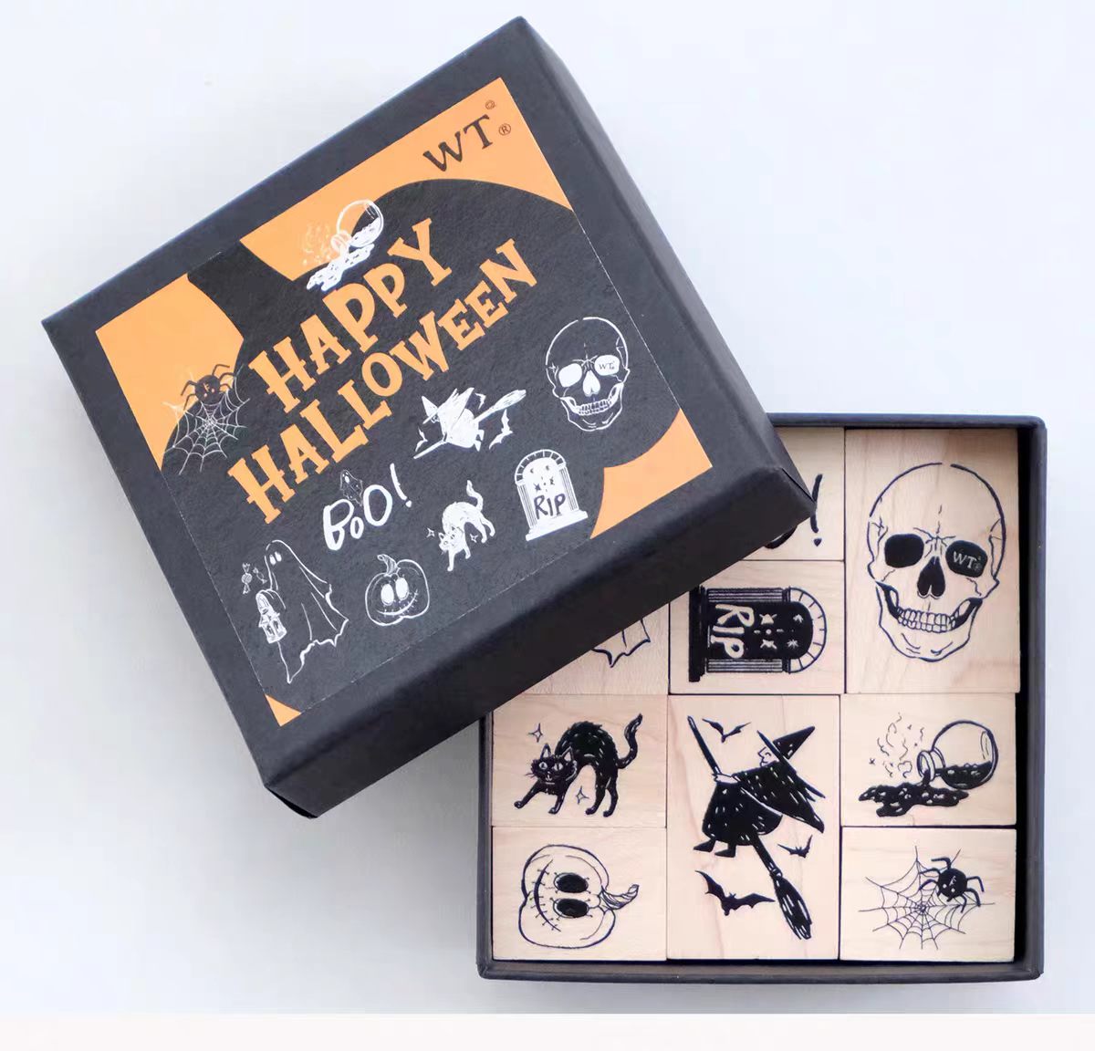 Wooden stamp (Halloween) a set of 9 pcs