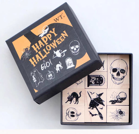 Wooden stamp (Halloween) a set of 9 pcs