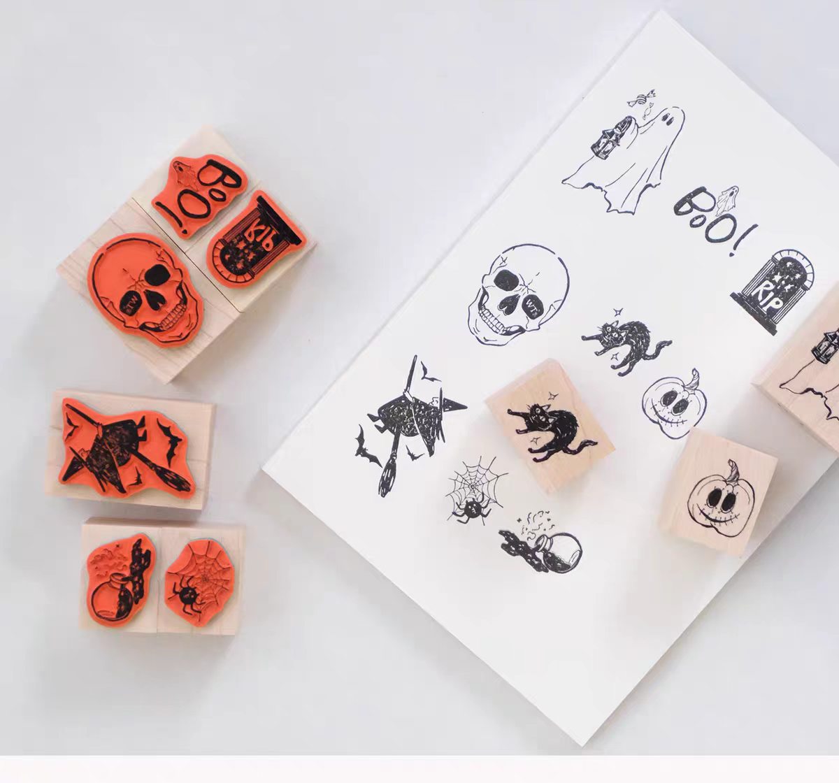 Wooden stamp (Halloween) a set of 9 pcs