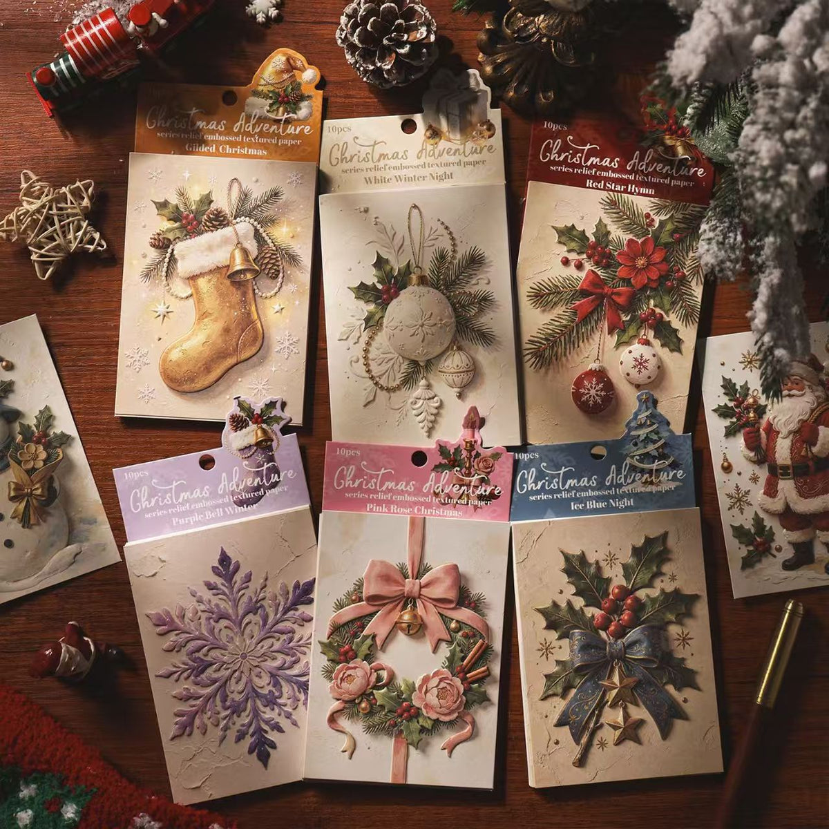 Journal Christmas paper packs (Embossed kraft paper) 10 sheets/pack