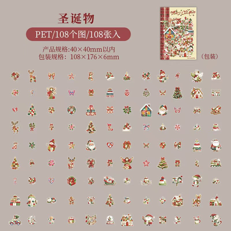 Journal PET sticker packs (108 pcs/pack) Christmas