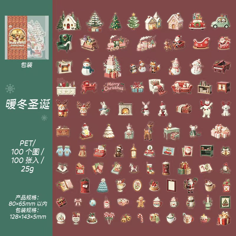 Journal PET sticker packs (Christmas) 100pcs