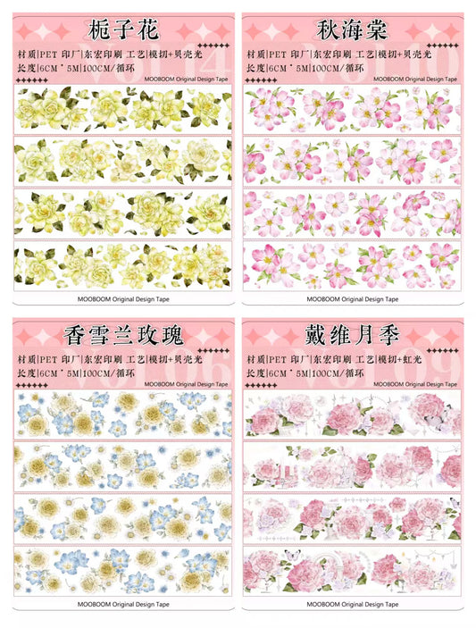 Journal flower PET tape (5m/roll) MOOBOOM
