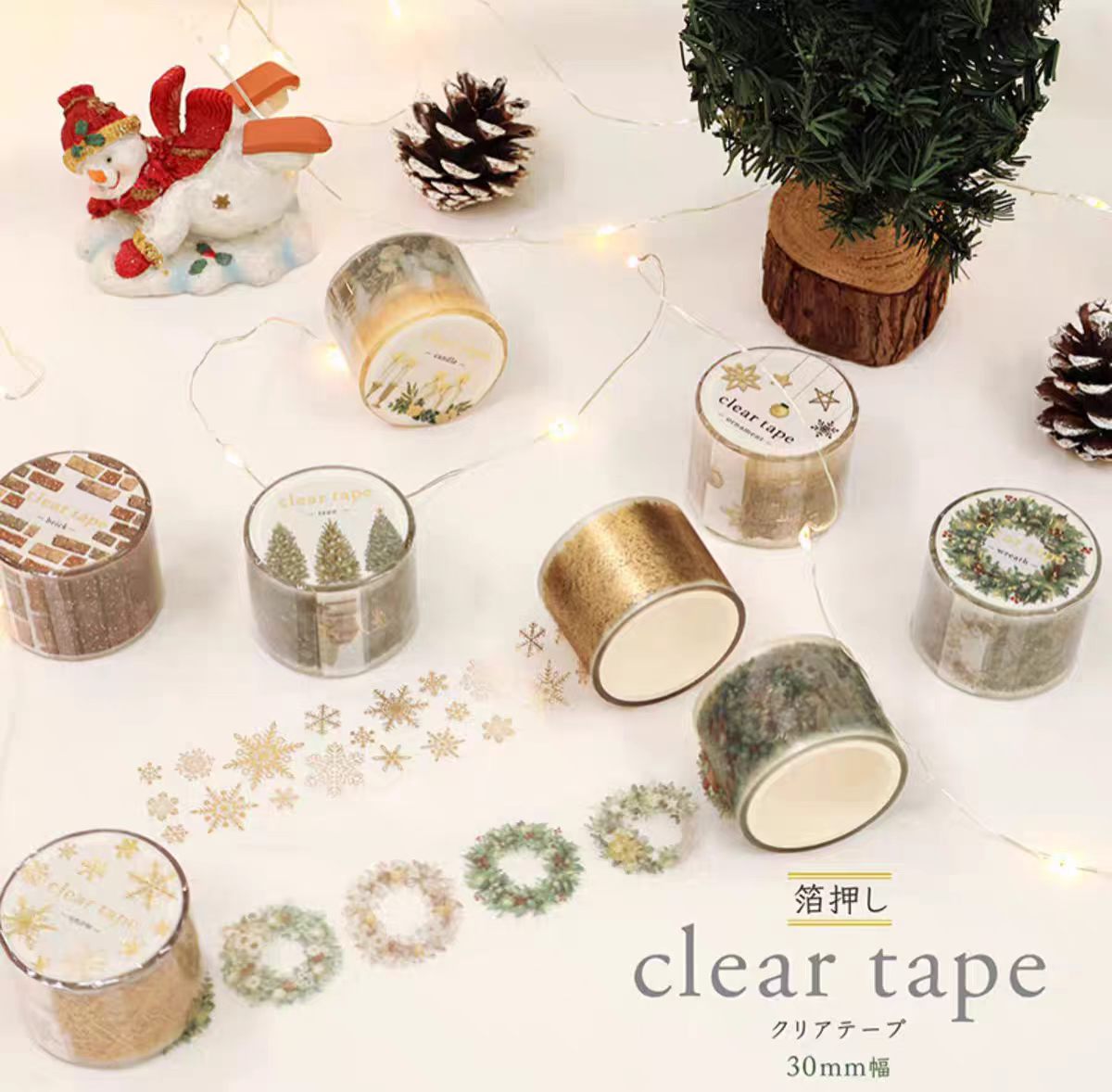 Journal Matte PET tape (3cm*3m/roll) Christmas