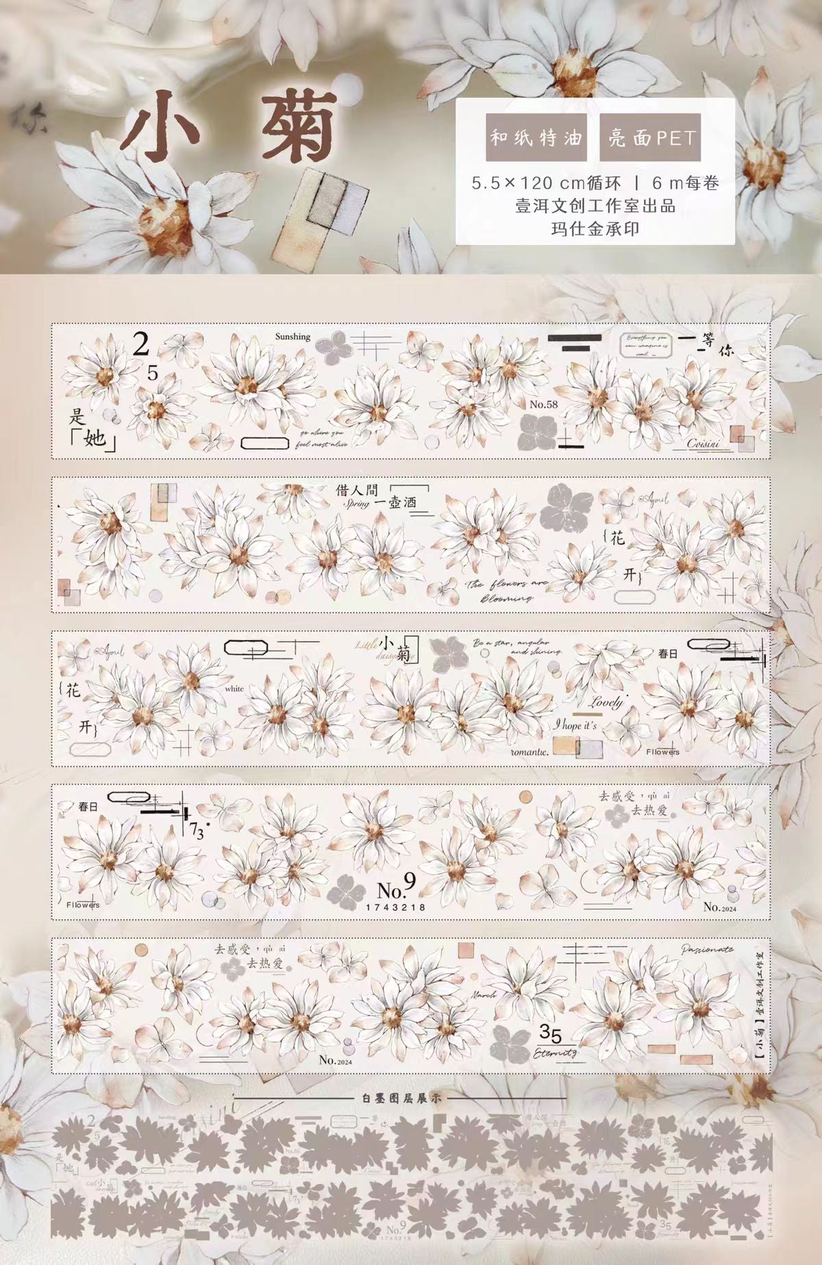 Limited-Time Promotion--Journal PET tape (5/6m/roll) Yier