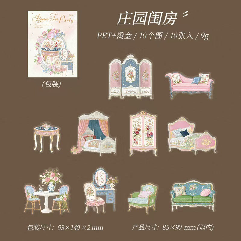 Journal PET sticker pack (Rococo Tea Party) 10pcs/pack