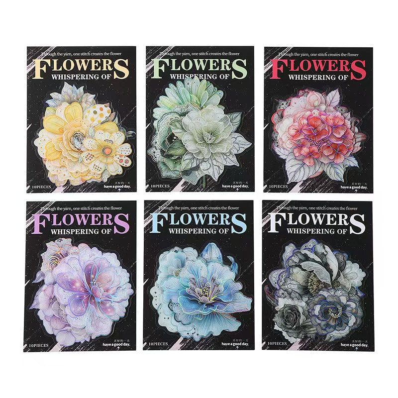 Journal flower shell light PET sticker packs (10pcs/pack)