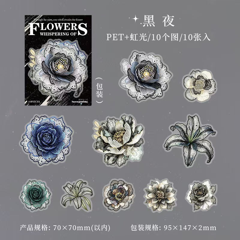 Journal flower shell light PET sticker packs (10pcs/pack)