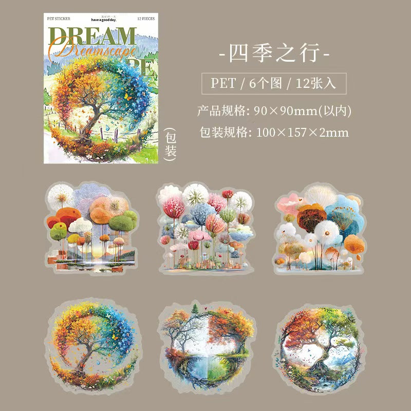 Journal landscape PET sticker packs (12pcs/pack)