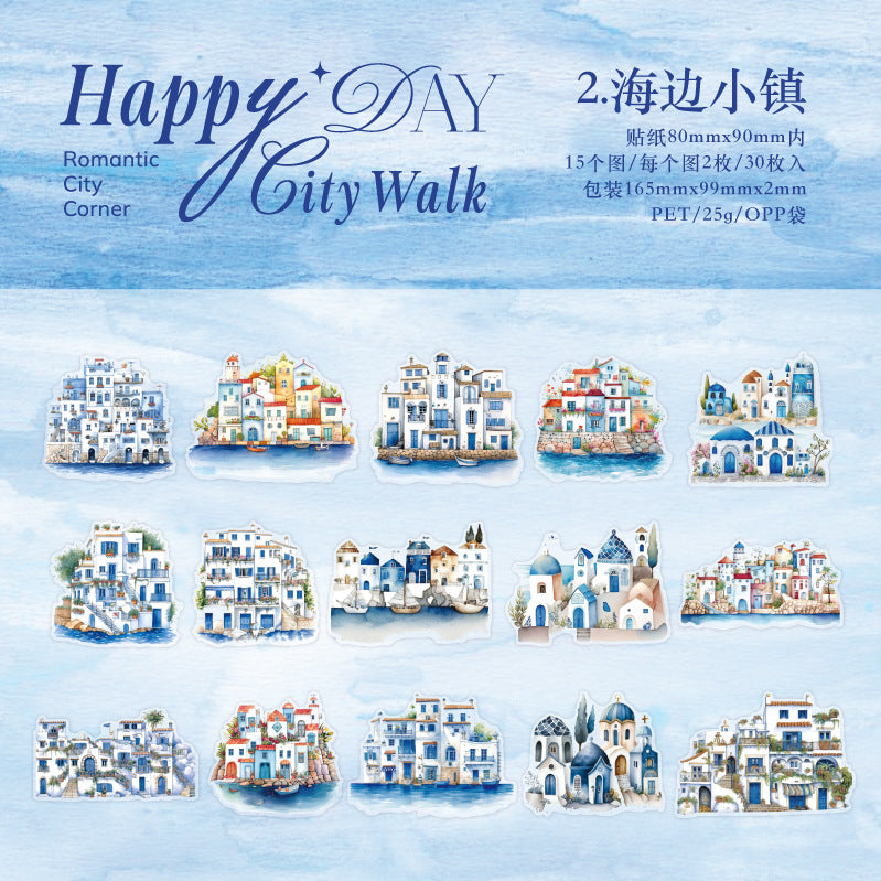 Journal sticker packs (City Tour Series) 30pcs/pack