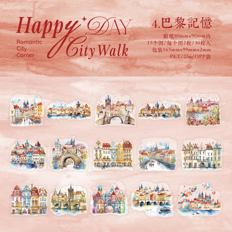 Journal sticker packs (City Tour Series) 30pcs/pack