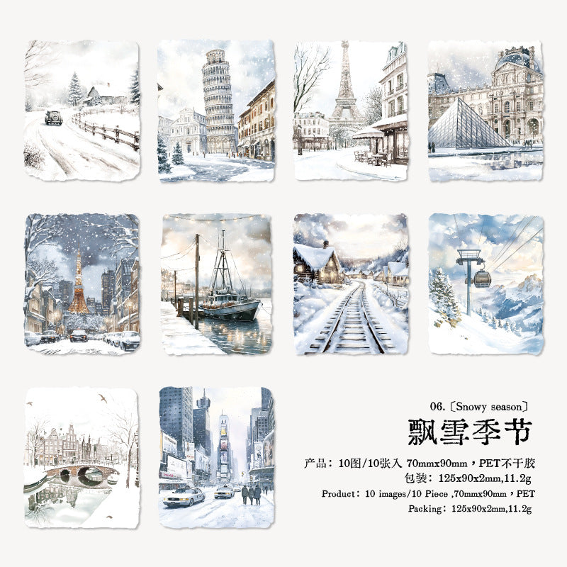 Journal Shell light PET sticker packs (Winter landscape) 10pcs/pack