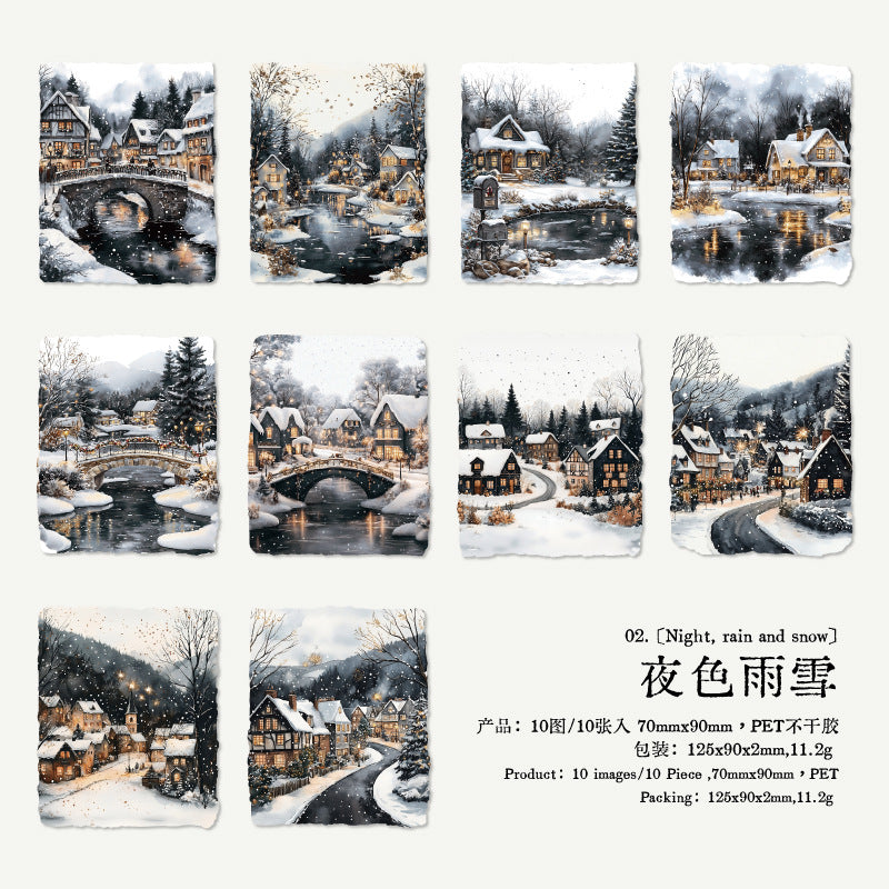 Journal Shell light PET sticker packs (Winter landscape) 10pcs/pack