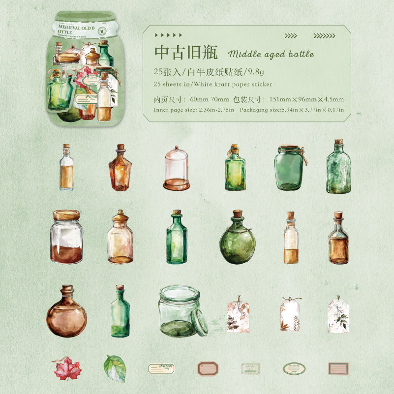 Journal White kraft hard card sticker pack (bottle)