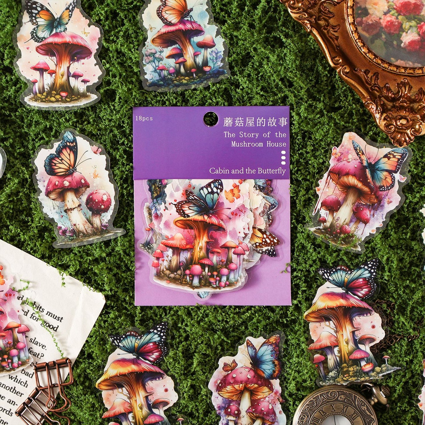 Journal PET sticker packs (Mushroom House) 18pcs/pack