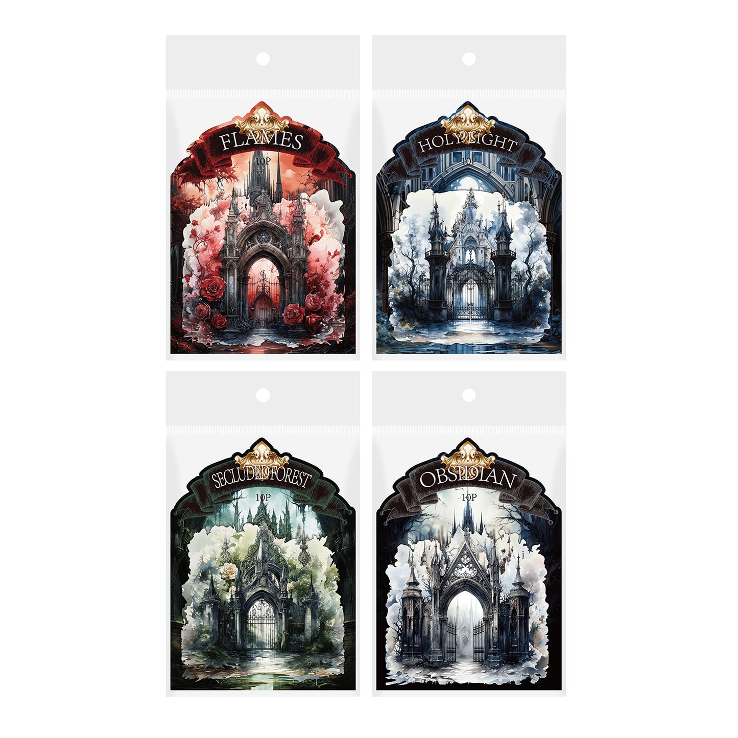 Journal PET sticker packs (Dark Gothic) 10pcs/pack