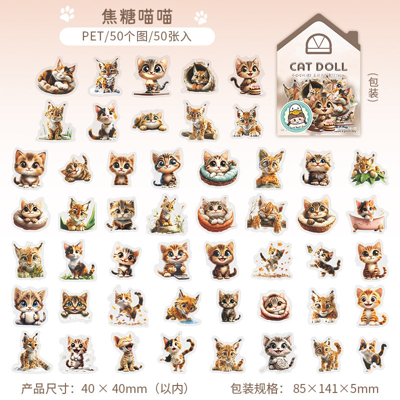 Journal PET sticker packs (Cute cat)