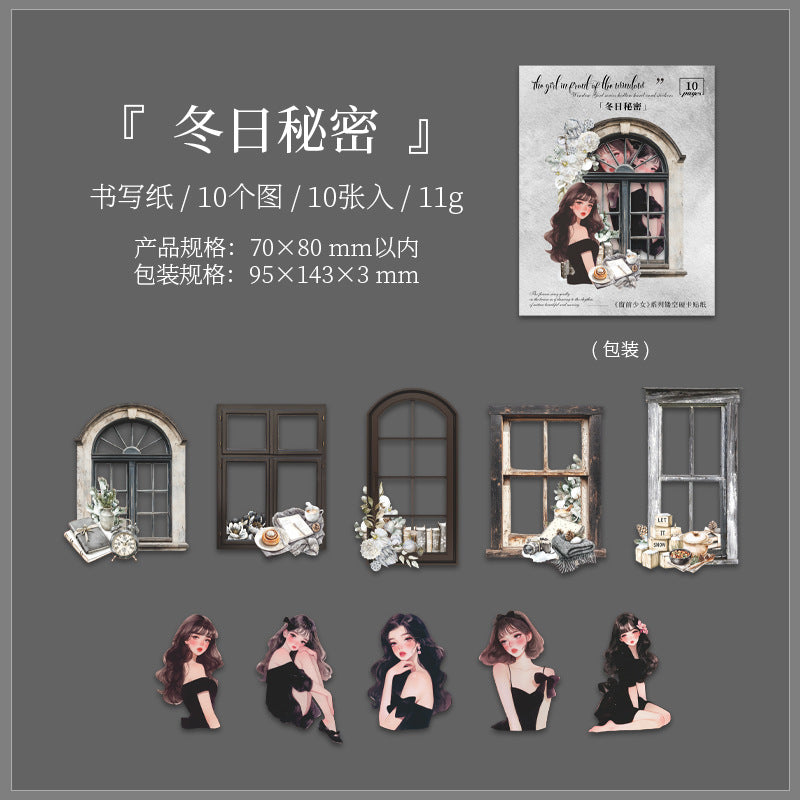 Journal sticker packs (Girl in front of the window)