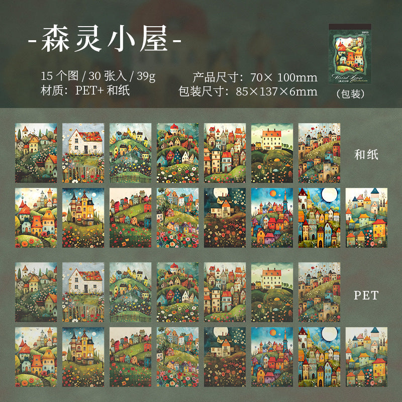 Journal sticker packs (Eerie cabin) 30 sheets/book (70*100mm)