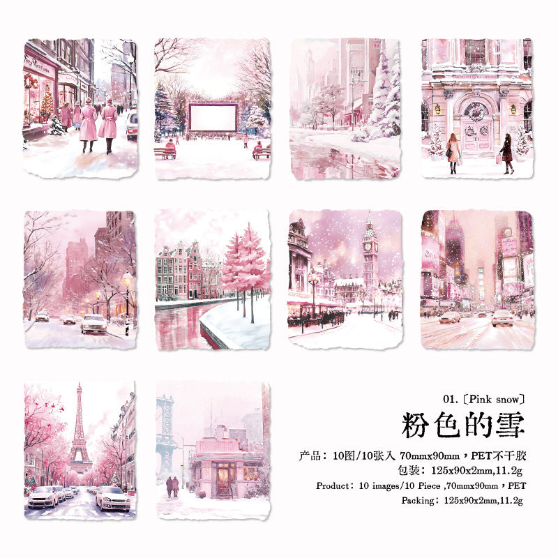 Journal Shell light PET sticker packs (Winter landscape) 10pcs/pack