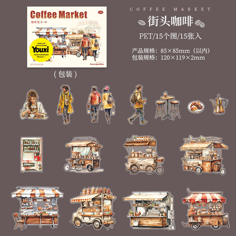 Journal PET sticker packs (Coffee Market)