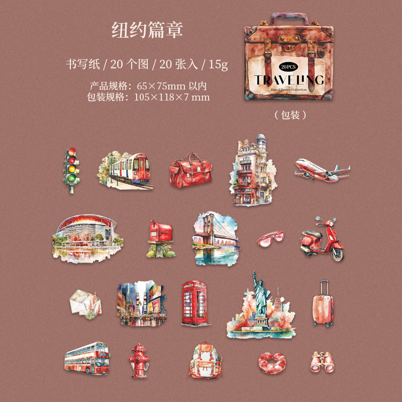 Journal hard card sticker packs (Travel)