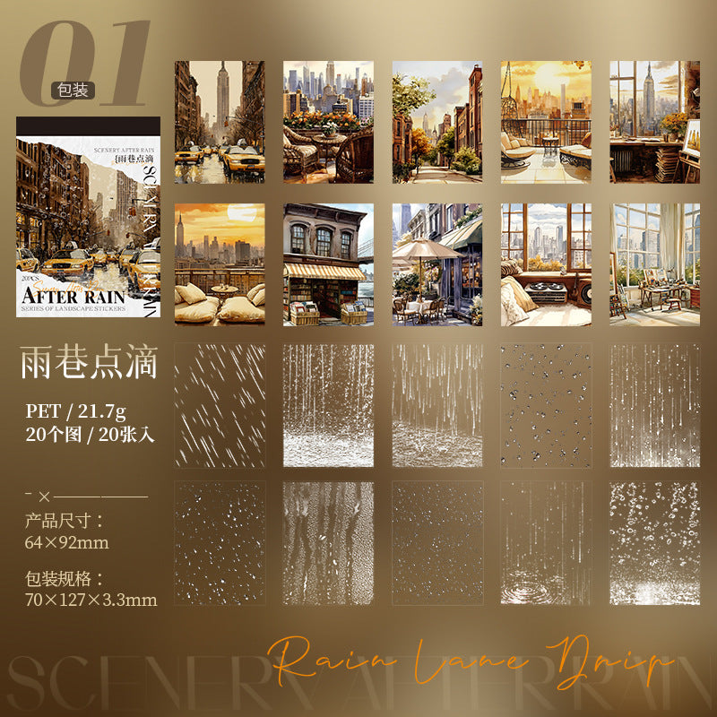 Journal PET sticker books (Rain) 20 sheets/book