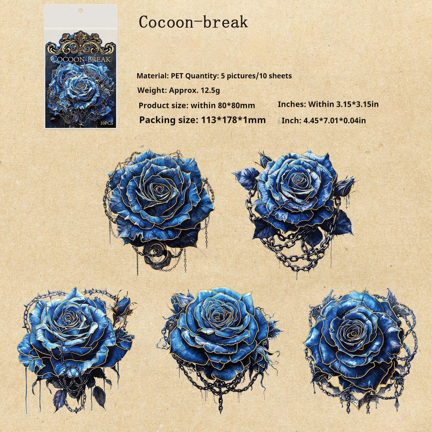 Journal PET Sticker Packs (dark rose）