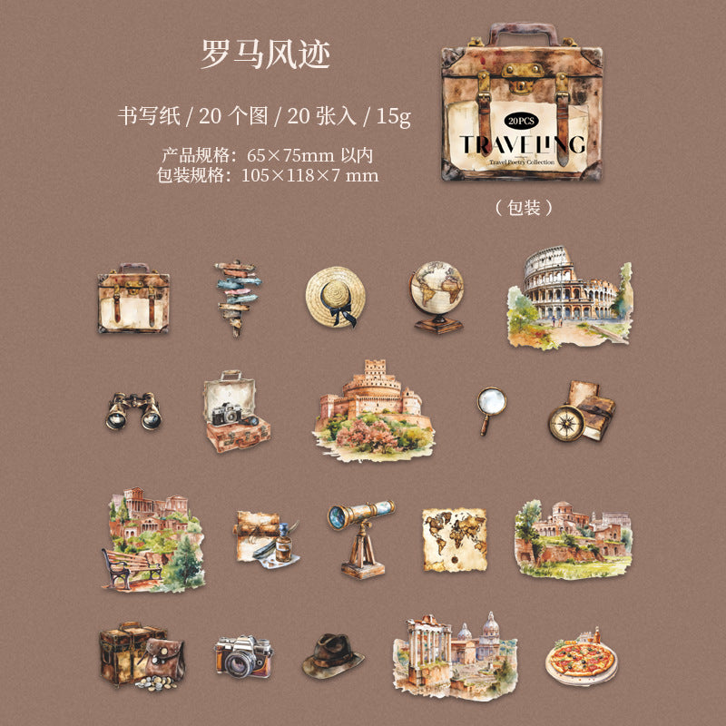 Journal hard card sticker packs (Travel)