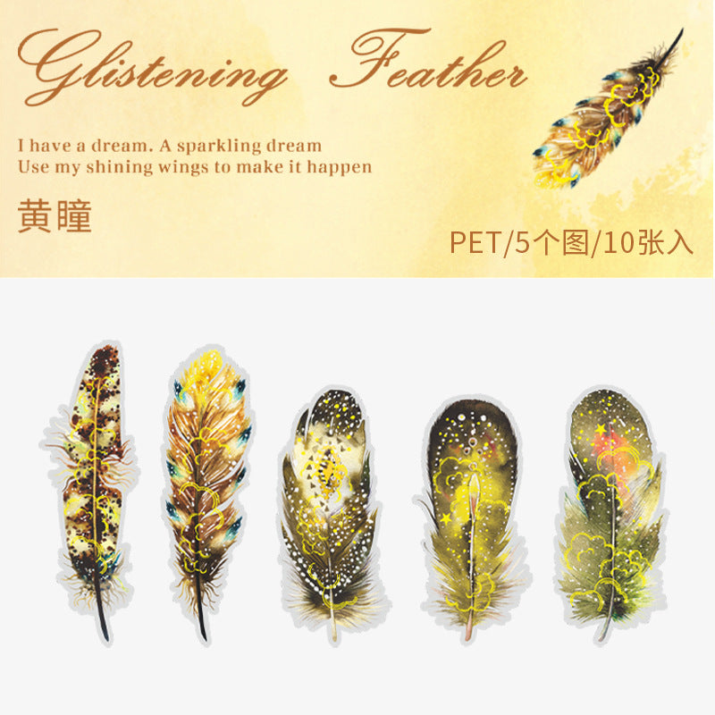 Journal PET sticker packs (Feather) 10pcs