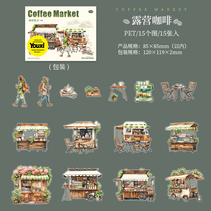 Journal PET sticker packs (Coffee Market)