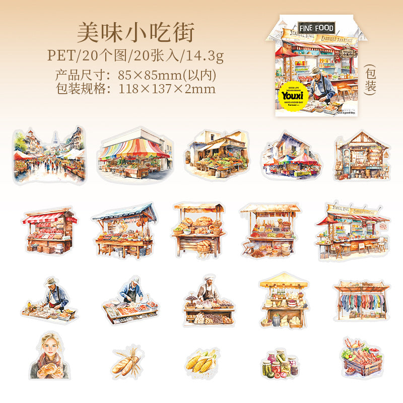 Journal sticker packs (Small market street scene)