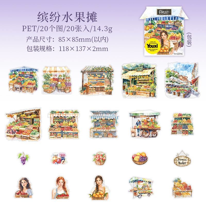 Journal sticker packs (Small market street scene)