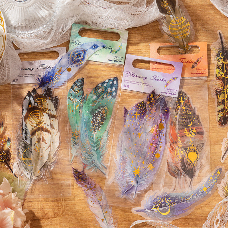 Journal PET sticker packs (Feather) 10pcs