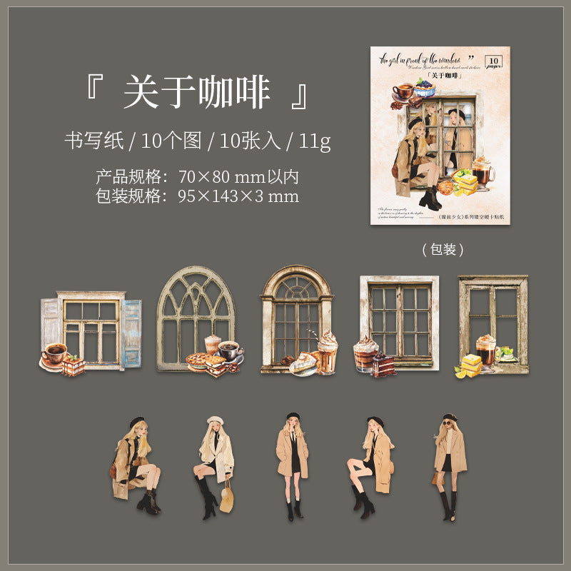 Journal sticker packs (Girl in front of the window)