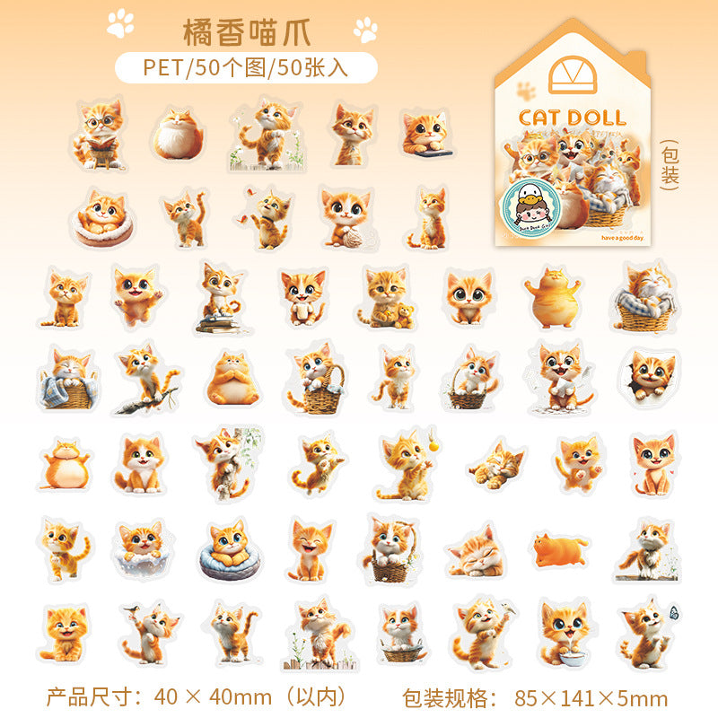 Journal PET sticker packs (Cute cat)